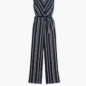 Chico's Knit Kit Vertical Stripe Jumpsuit  Ink/White Size 2 (12/14 -Large)